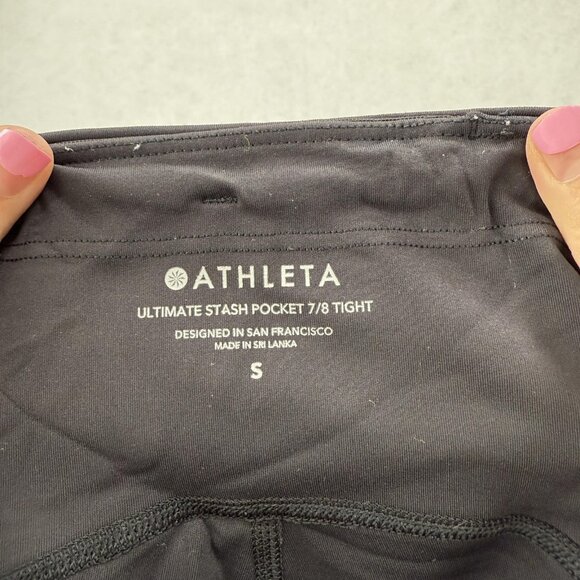 Athleta Leggings Womens Small Black Ultimate Stash Pocket 7/8 Tight Yoga Gym - Picture 7 of 10